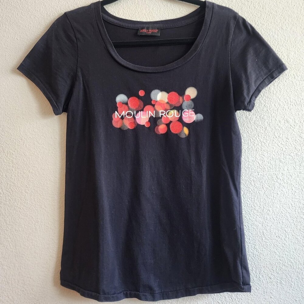 Moulin Rouge Shirt Womens Small Black Paris Short Sleeve Graphic Tee France